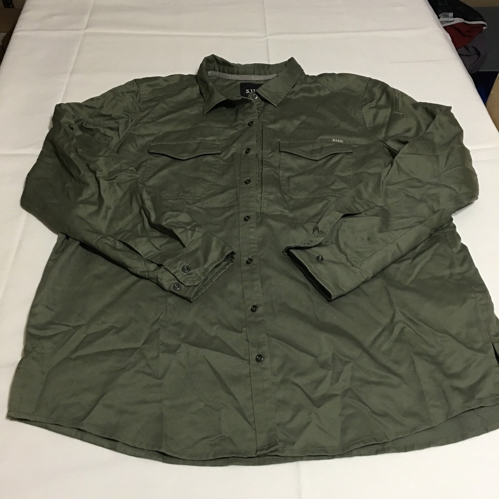 5.11 Tactical Long Sleeve Button Up Shirt Mens XL Green Tencel